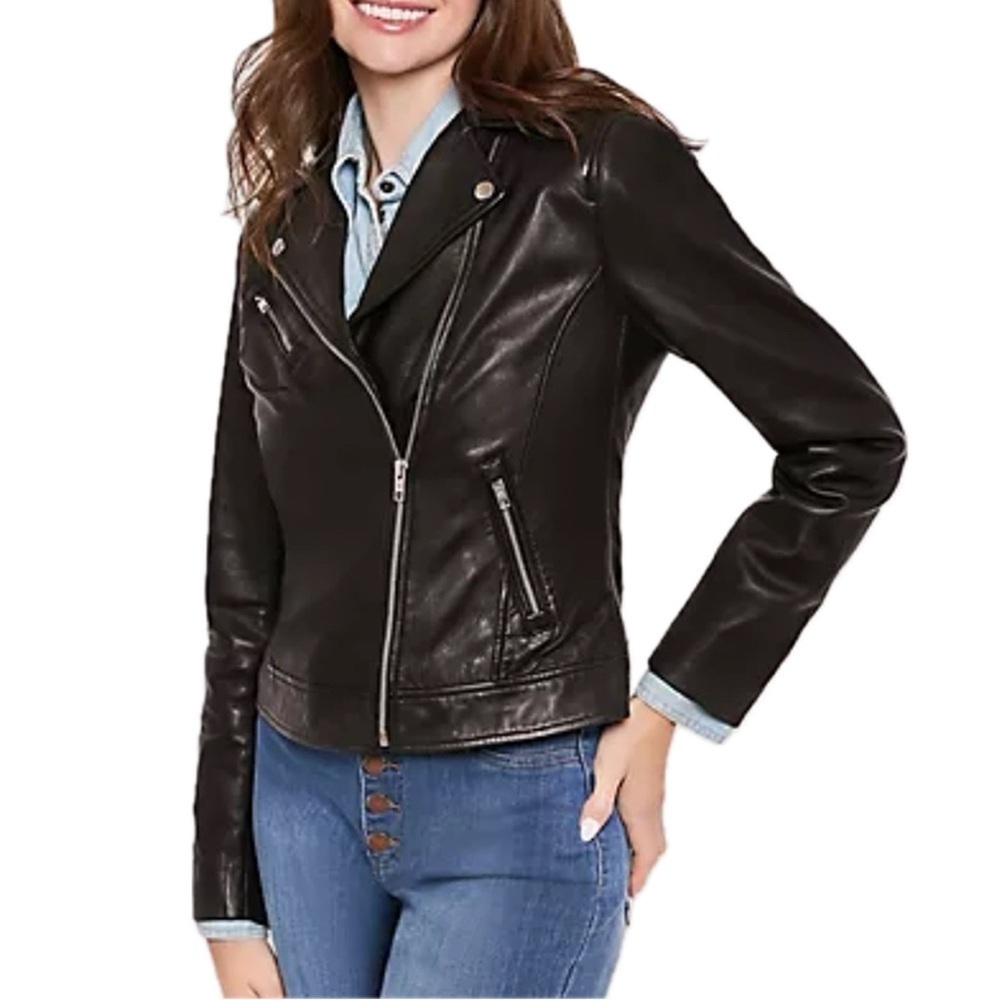 American Leather Co. Black Washed Lamb Leather Moto Jacket Sizes 16-20 3LM07.25